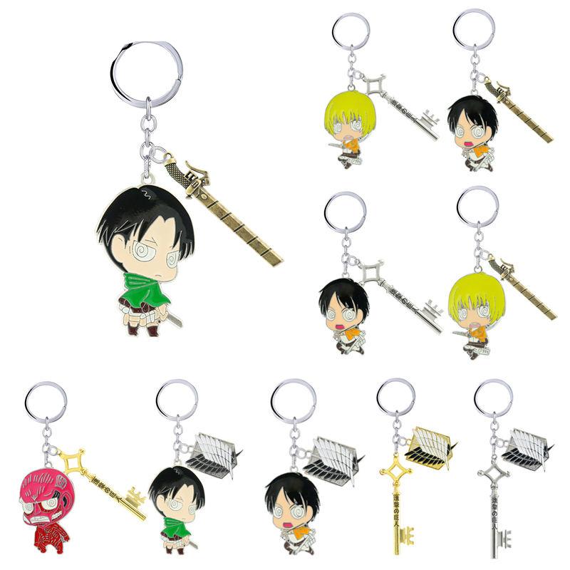 Anime Attack On Titan Keychain Figure Wings of Liberty Key Chains Shingeki No Kyojin Rings Pendant For Men Gift Jewelry