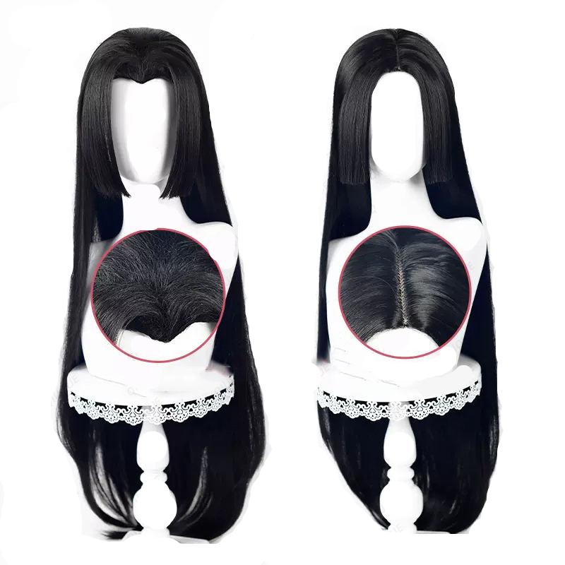 Anime One Piece Boa Hancock Cosplay Wig Long Black Straight Heat Resistant Synthetic Hair Halloween Party Wigs + Wig Cap
