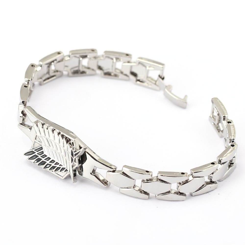 Attack on Titan Wings of Liberty Bracelet Men Women Metal Leather Wristband Necklace