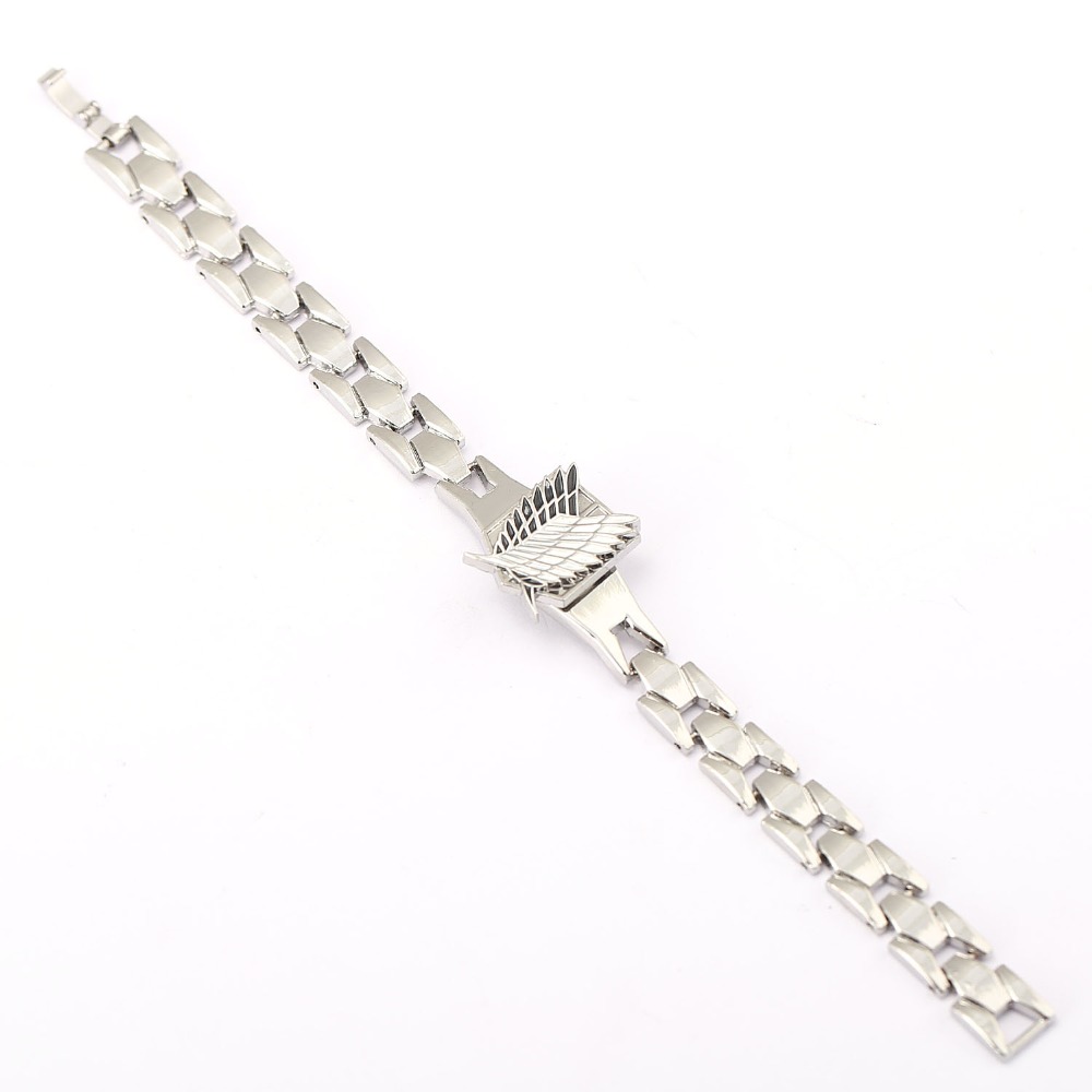 Attack on Titan Wings of Liberty Bracelet Men Women Metal Leather Wristband Necklace