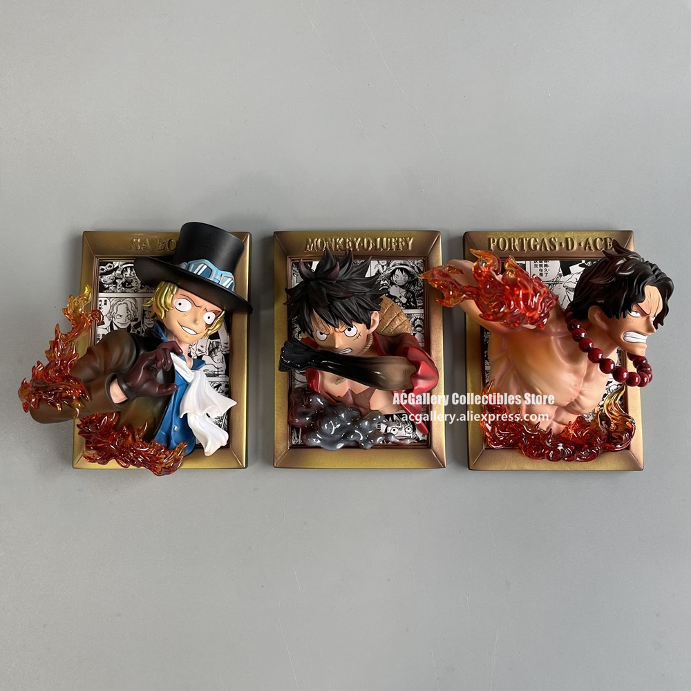 One Piece Anime PVC Action Figure Magnet Ace Luffy Fridge Decor