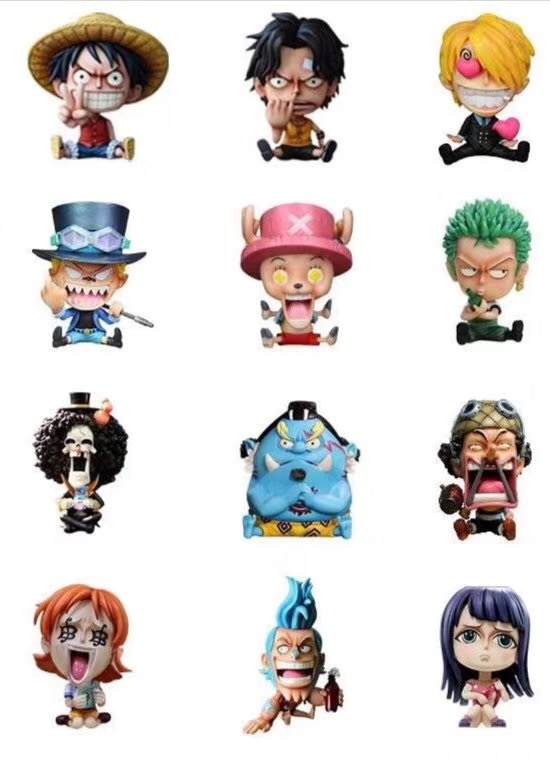 Zoro Luffy Sanji Nami Robin Brook Chopper Ace Usopp Sitting Action Figures for Kids
