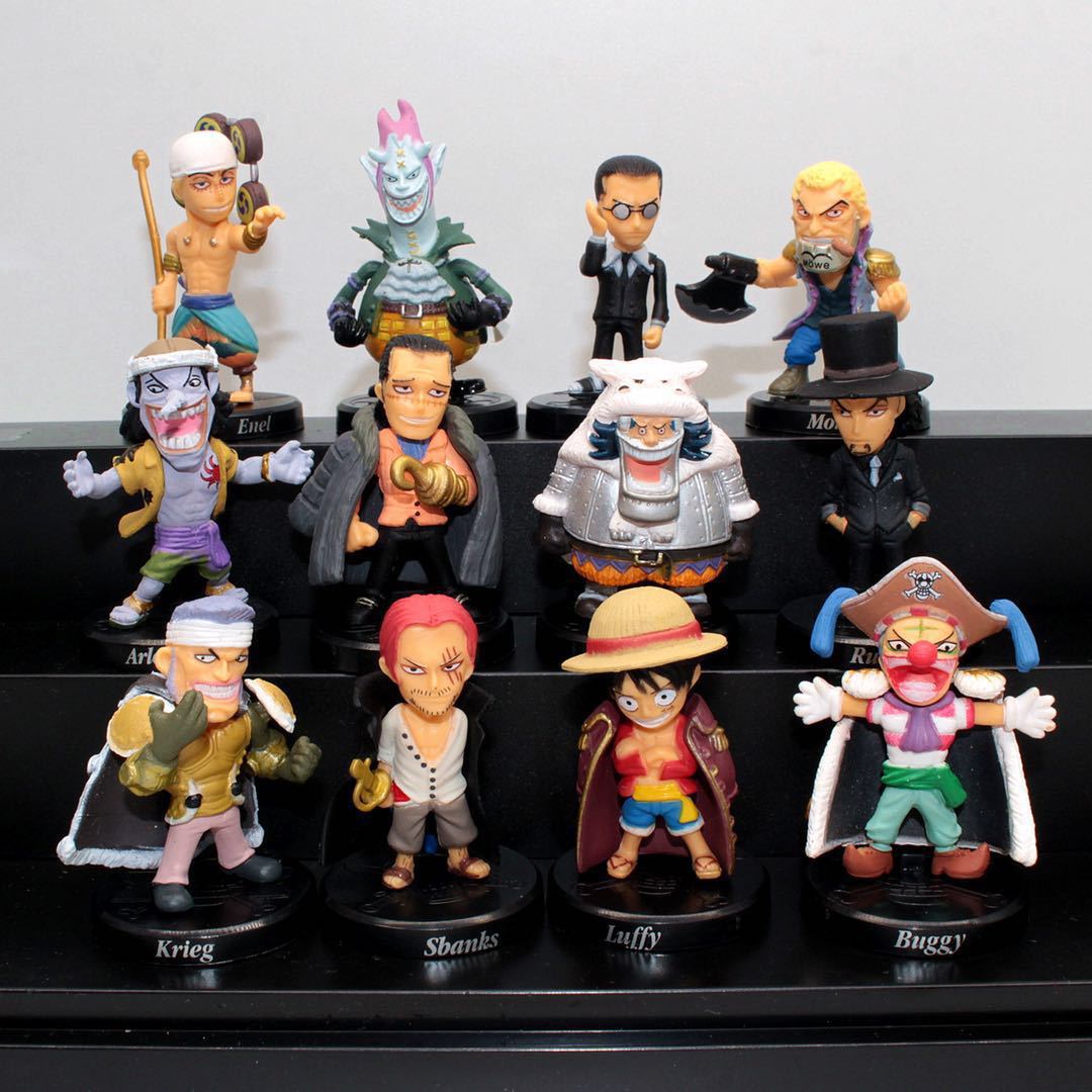 One Piece 12pcs Set Luffy Krieg Shanks Buggy Enel PVC Figures Collection