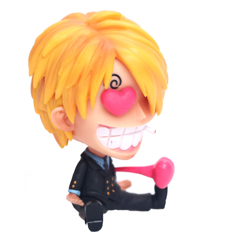 Zoro Luffy Sanji Nami Robin Brook Chopper Ace Usopp Sitting Action Figures for Kids