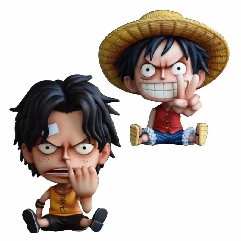 Zoro Luffy Sanji Nami Robin Brook Chopper Ace Usopp Sitting Action Figures for Kids