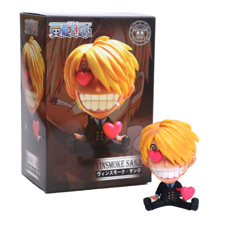 Zoro Luffy Sanji Nami Robin Brook Chopper Ace Usopp Sitting Action Figures for Kids
