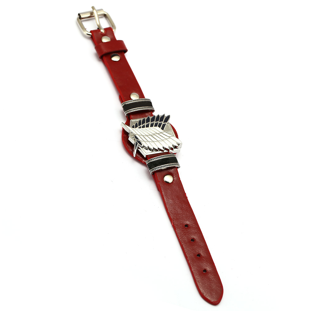Attack on Titan Wings of Liberty Bracelet Men Women Metal Leather Wristband Necklace