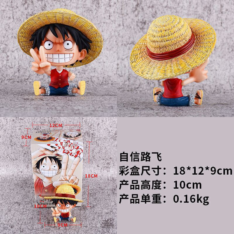 Zoro Luffy Sanji Nami Robin Brook Chopper Ace Usopp Sitting Action Figures for Kids