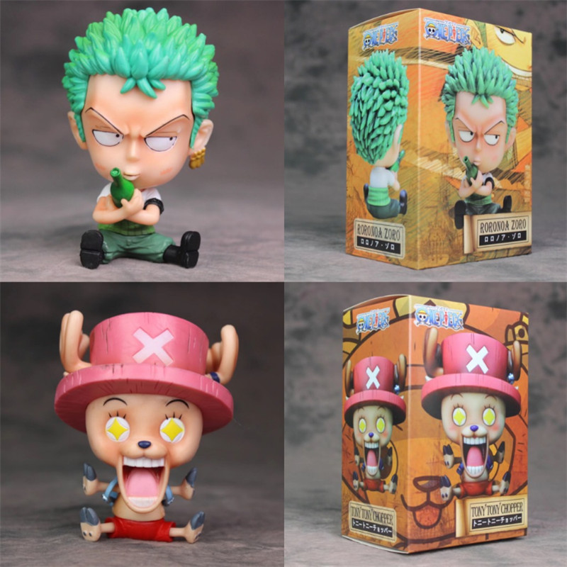Zoro Luffy Sanji Nami Robin Brook Chopper Ace Usopp Sitting Action Figures for Kids