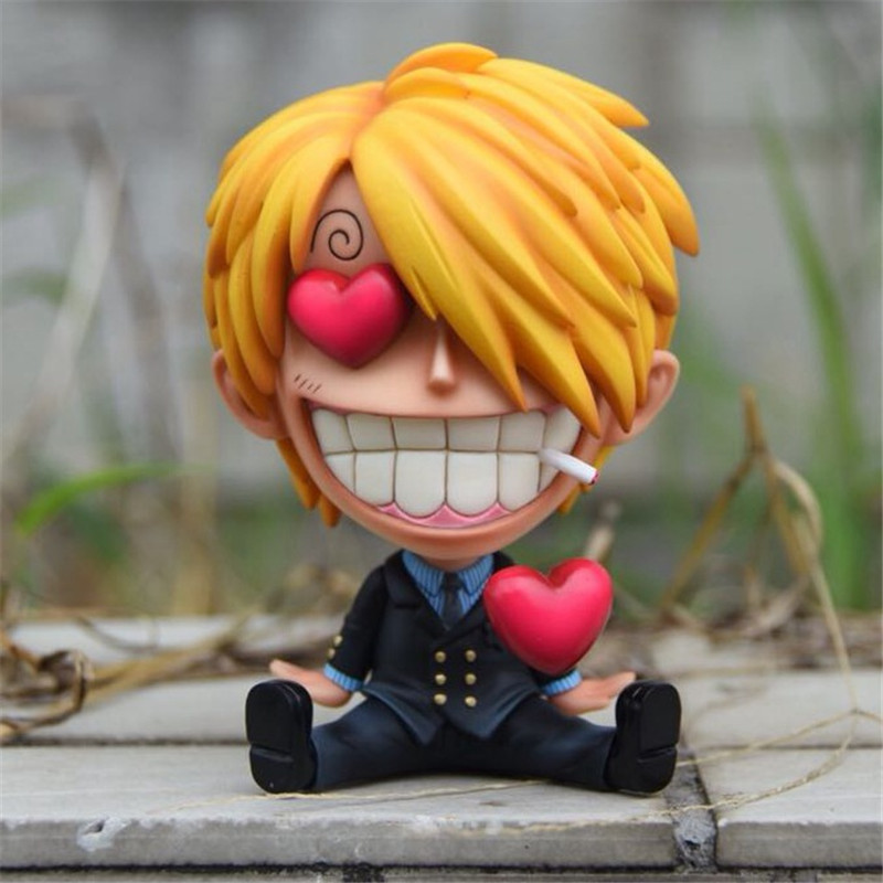 Zoro Luffy Sanji Nami Robin Brook Chopper Ace Usopp Sitting Action Figures for Kids