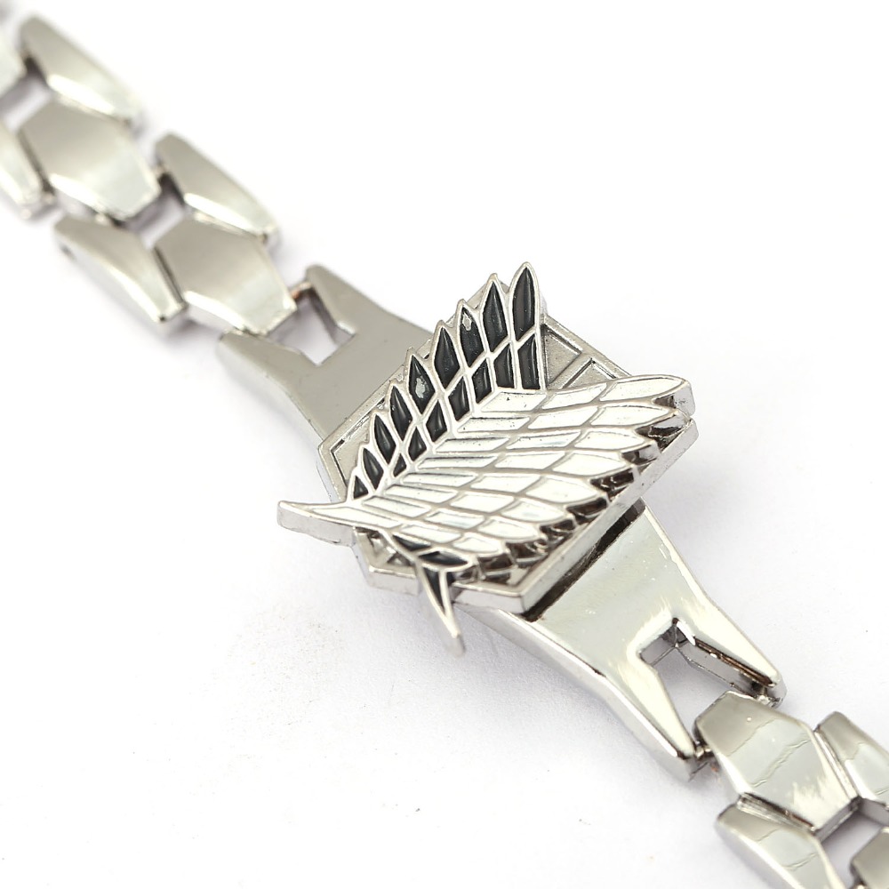 Attack on Titan Wings of Liberty Bracelet Men Women Metal Leather Wristband Necklace