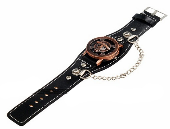 One Piece Punk Skull Flip Watch Faux Leather Strap