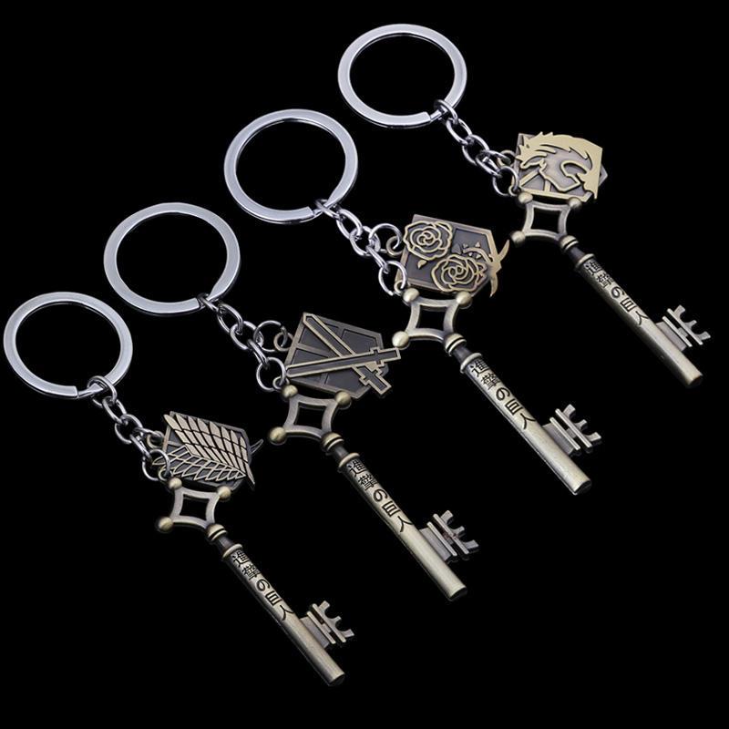 Anime Attack On Titan Necklaces No Kyojin Pendant Women Keychain Metal Key Shape Cosplay Jewelry Accessories Collier kolye