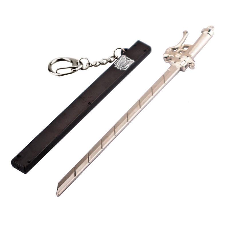 Anime Attack on Titan Sword Simulation Weapon Alloy Keychain Collection Model Ninja Knife Cosplay Prop Halloween Party Decor