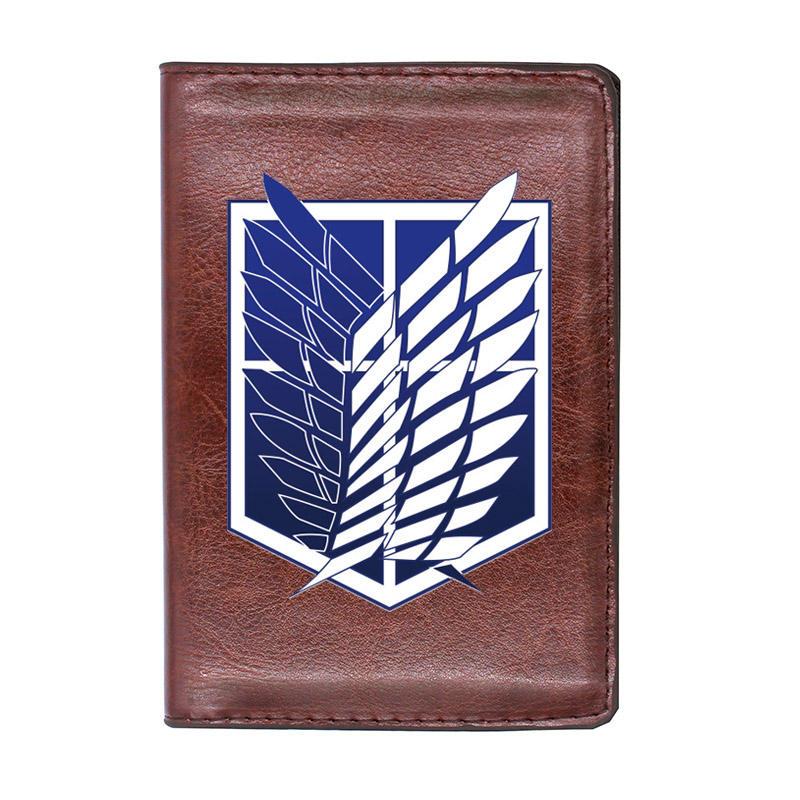 Fashion Attack on Titan Leather Travel Passport Case Personality Men Women  ID Credit Card Holder Cover