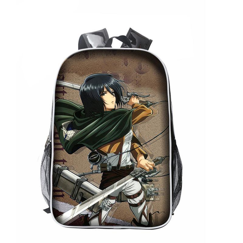 Attack on Titan Schoolbag Shingeki no Kyojin Levi Mikasa Ackerman Print Anime Cosplay Shoulders Bags Backpacks