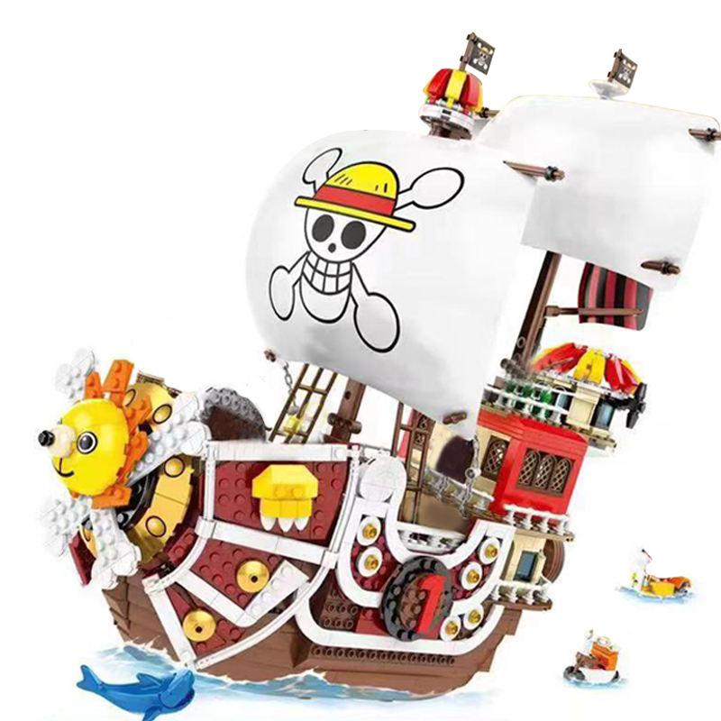 1484pcs+8Dolls one piece pirates ship thousand sunny boat Model ...