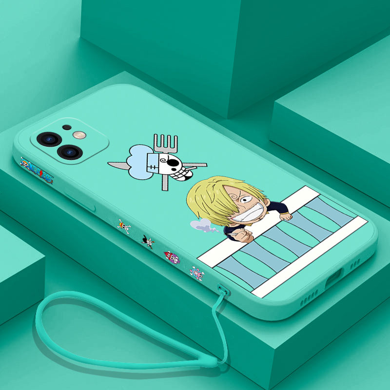 Een Stuk Luffy Zoro Sanji Tony Chooper Telefoon Case Voor Iphone 14 13 12 11 Pro Max Mini X Xr xs Max Plus Vloeibare Siliconen Cover
