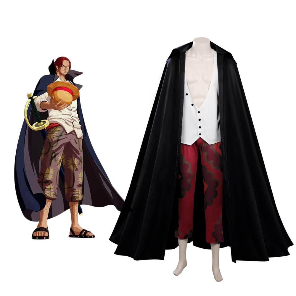 One Piece Film Red Shanks Cosplay Costume Cloak Suit Full Set Custom Made for Unisex