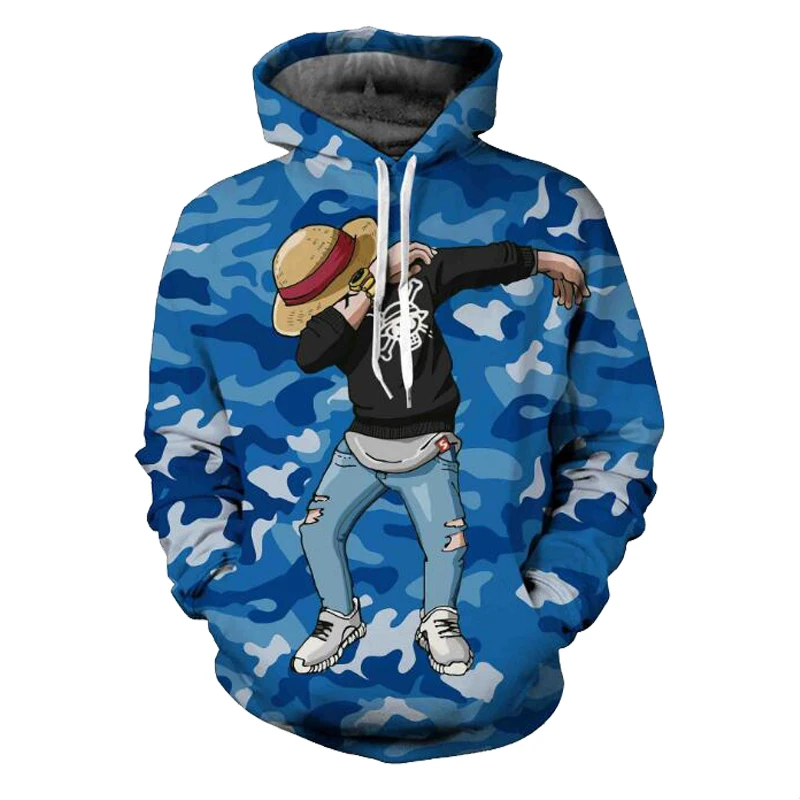 Monkey D Luffy Hooded Camouflage Coat 3D Printed Hoodies Sweatshirts Pullovers