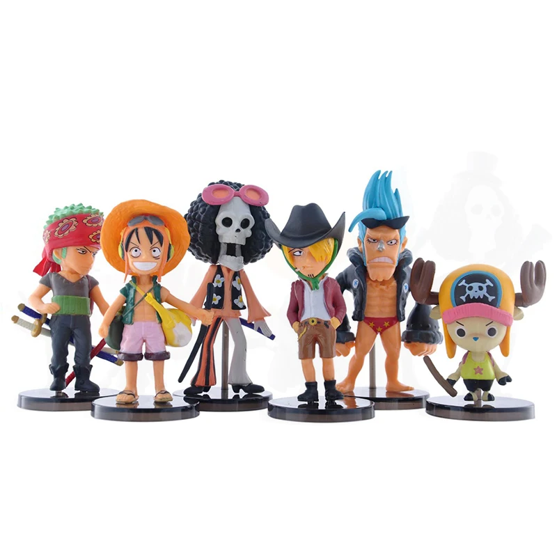 6pcs/lot One Piece Luffy Ace Sanji Nami Zoro Chopper Frank Robin Hancock PVC Action Figure Collectibles