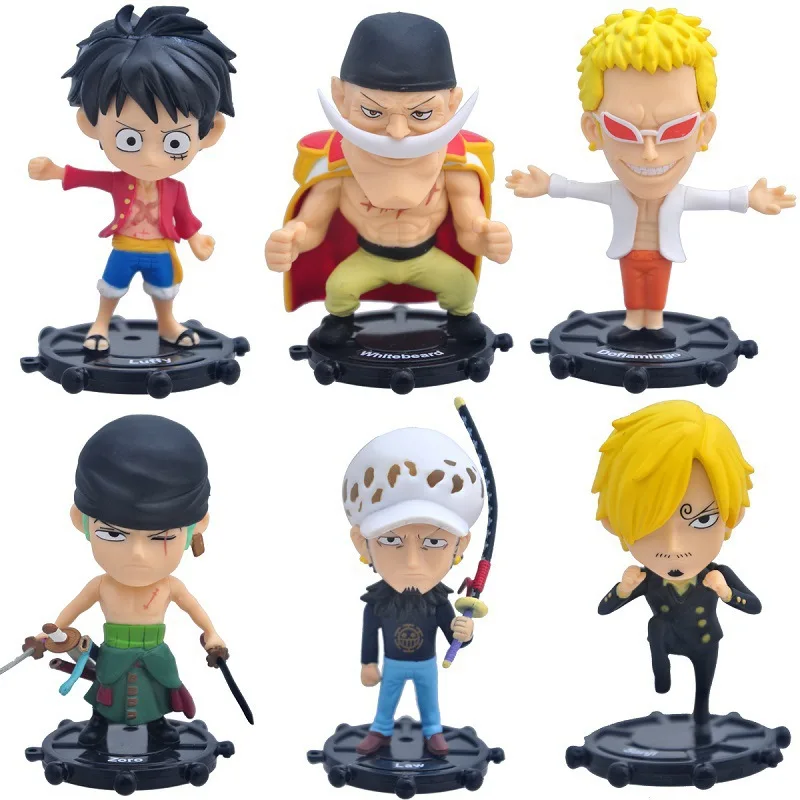 6pcs/lot One Piece Luffy Ace Sanji Nami Zoro Chopper Frank Robin Hancock PVC Action Figure Collectibles