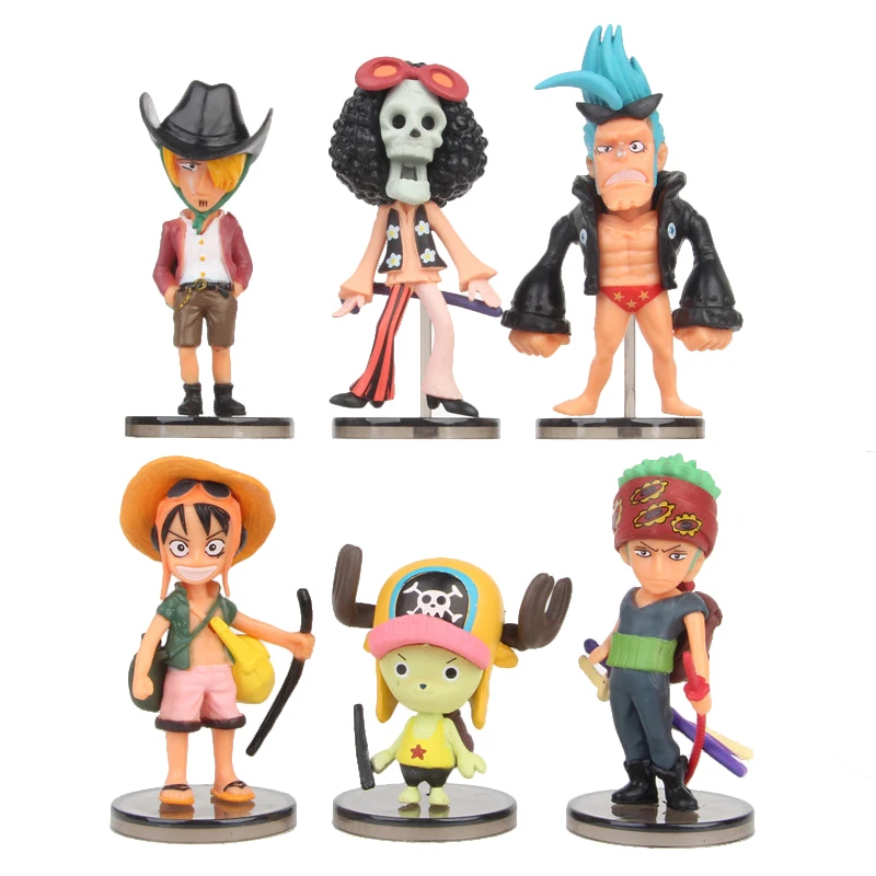 6pcs/lot One Piece Luffy Ace Sanji Nami Zoro Chopper Frank Robin Hancock PVC Action Figure Collectibles