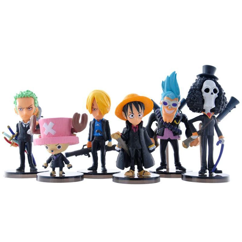 6pcs/lot One Piece Luffy Ace Sanji Nami Zoro Chopper Frank Robin Hancock PVC Action Figure Collectibles