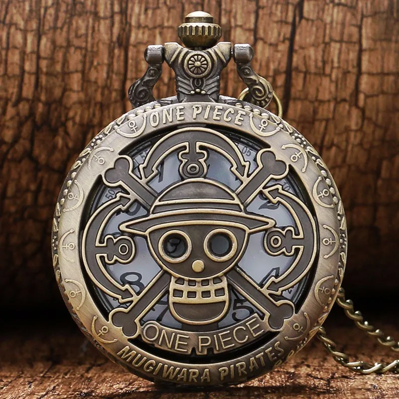 Bronze Vintage One Piece Skull Pattern Quartz Pocket Watch