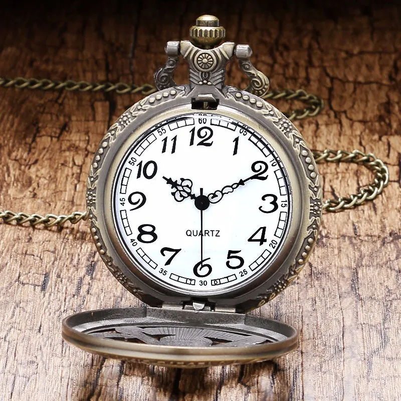 Bronze Vintage One Piece Skull Pattern Quartz Pocket Watch