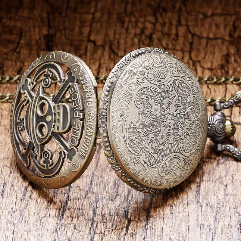 Bronze Vintage One Piece Skull Pattern Quartz Pocket Watch