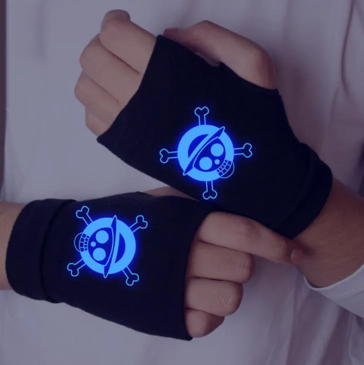 One Piece Luffy Edward Skull Half Finger Cotton Glove