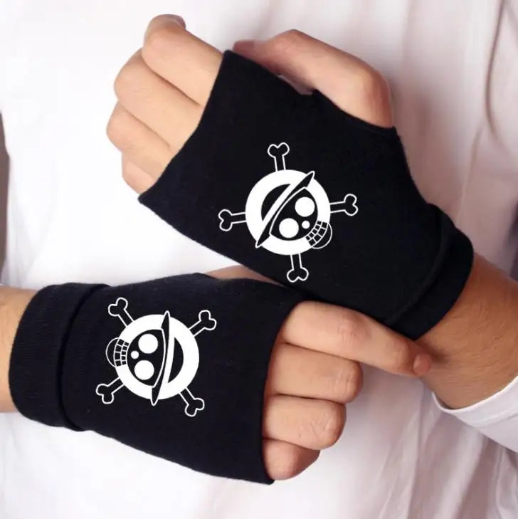 One Piece Luffy Edward Skull Half Finger Cotton Glove