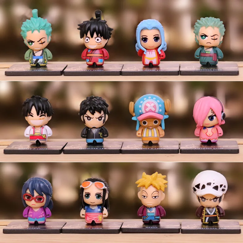 12pcs/Set One Piece Luffy Roronoa Zoro Nami Sanji Antistress Toy Figures