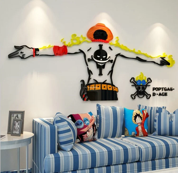 One Piece Portgas D. Ace  3D Acrylic Wall Sticker