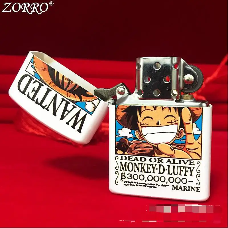 One Piece Zorro Monkey D Luffy Pure Copper Lighter Zippo