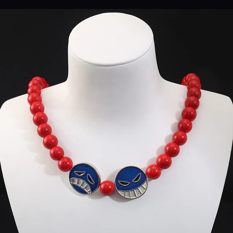 Portgas D Ace Red Beads Necklace White Beard Pendants