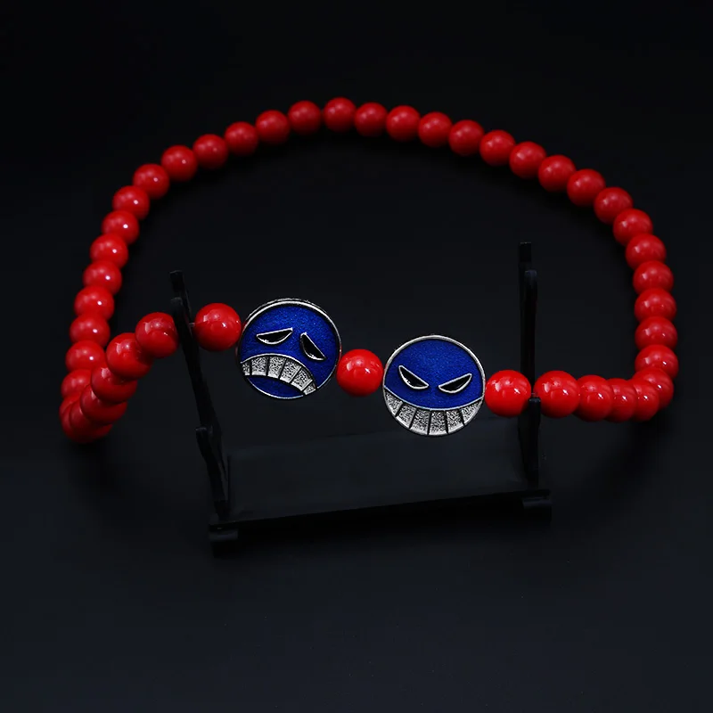 Portgas D Ace Red Beads Necklace White Beard Pendants