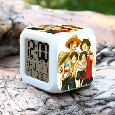 One Piece LED 7 Color Glowing Digital Alarm Clock