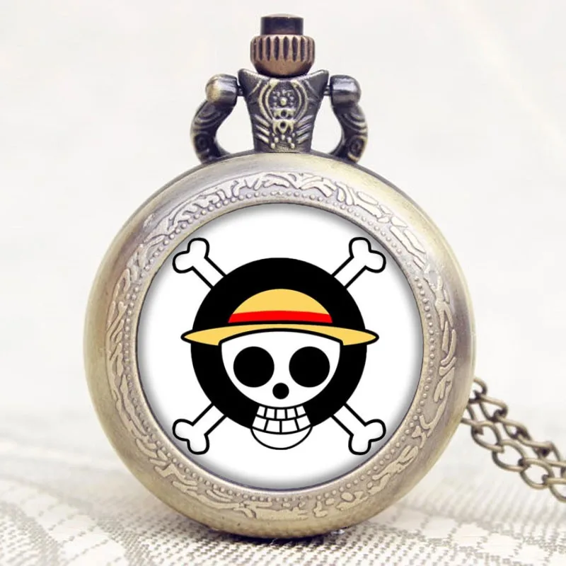 One Piece Skull Pocket Watch With Chain