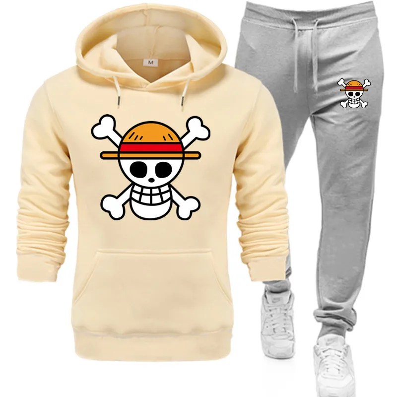 One Piece 2pcs Hoodie Sweatshirt + Pants Set