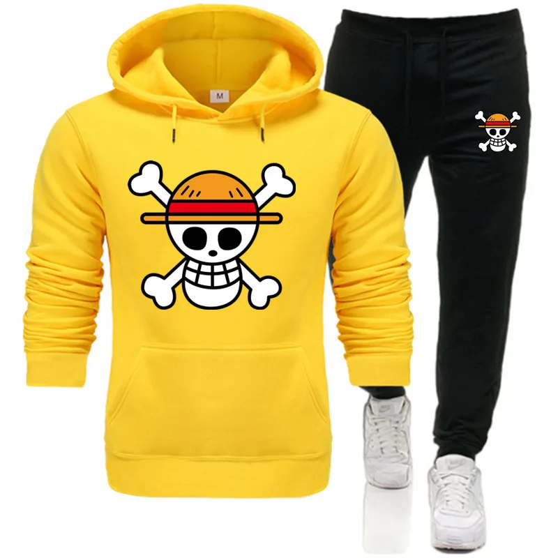 One Piece 2pcs Hoodie Sweatshirt + Pants Set