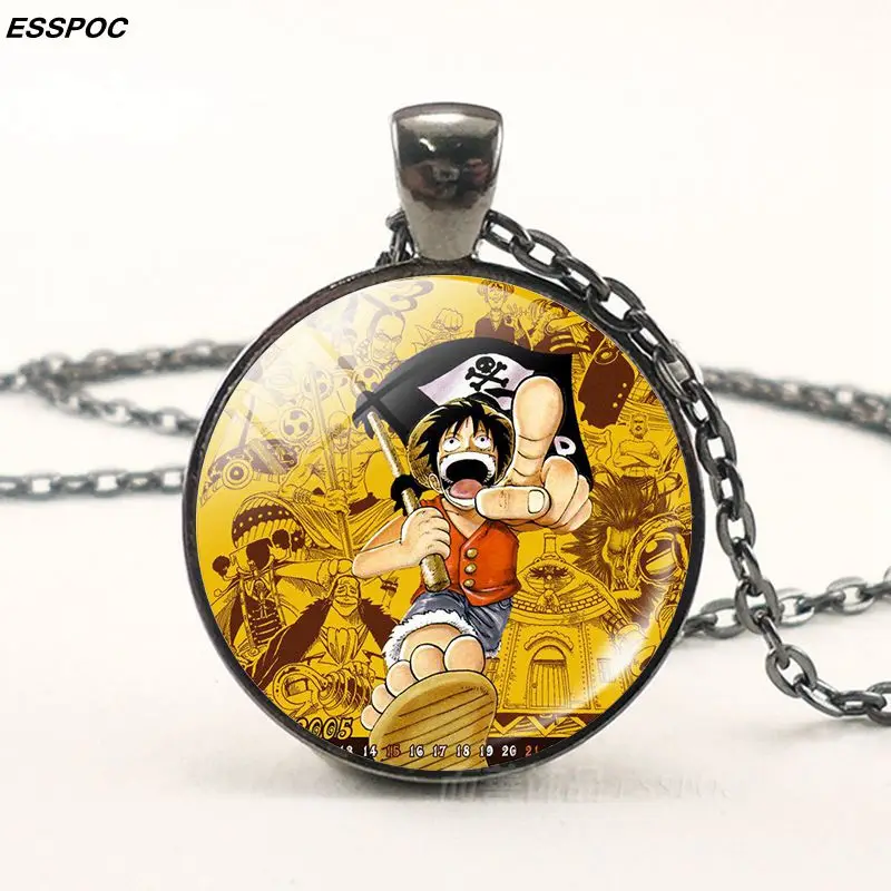 One Piece Anime Glass Pendant Cabochon Necklace