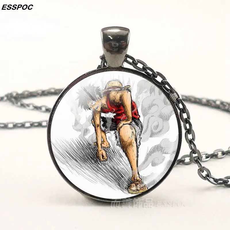 One Piece Anime Glass Pendant Cabochon Necklace