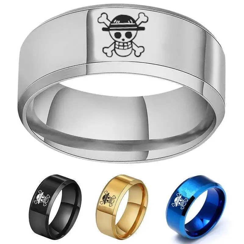 One Piece Stainless Steel Straw Hat Luffy Pirates Ring