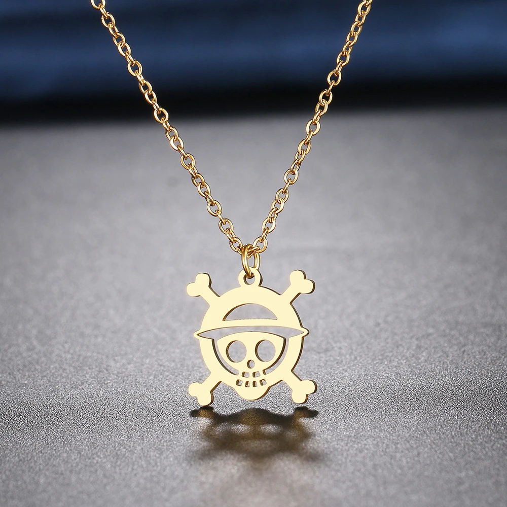 One Piece Stainless Steel Necklaces Skeleton Pirate Pendants Gift