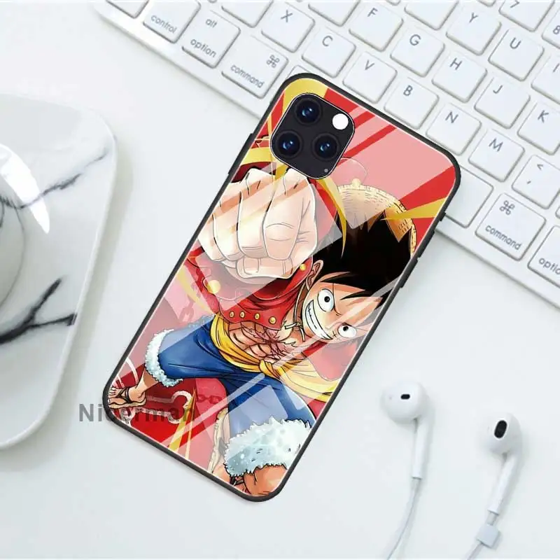 Luffy One Piece Tempered Glass Cover Cases For iPhone 13 12 Mini 11 Pro X XS XR Max 7 8 Plus 6 6S SE SE