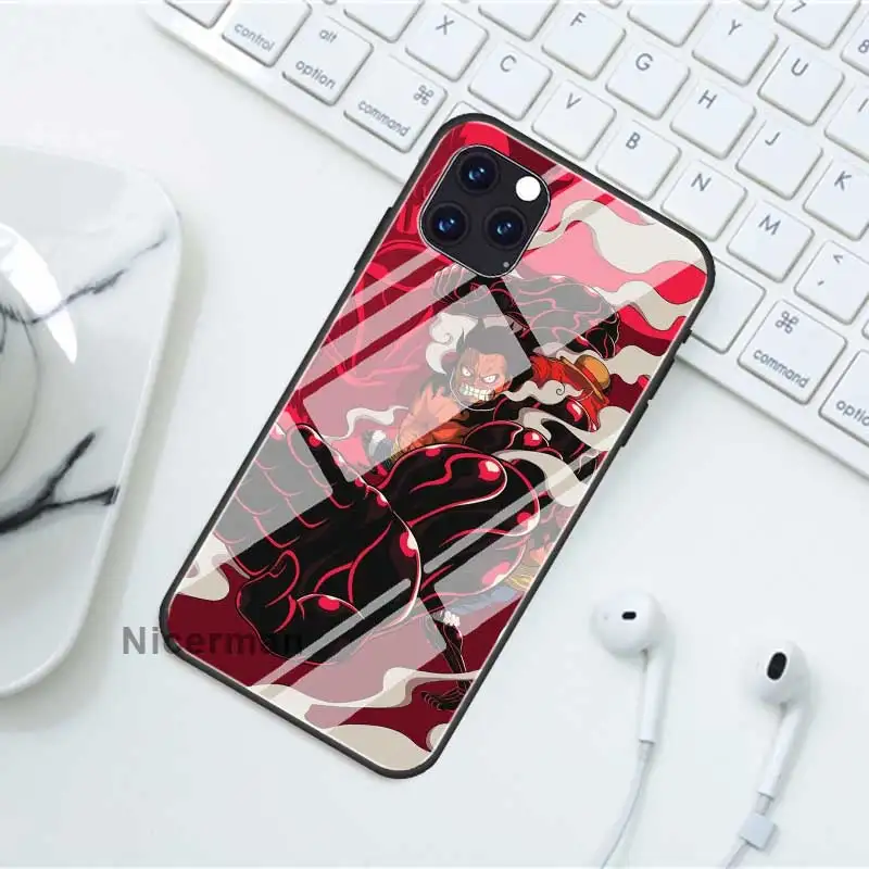 Luffy One Piece Tempered Glass Cover Cases For iPhone 13 12 Mini 11 Pro X XS XR Max 7 8 Plus 6 6S SE SE