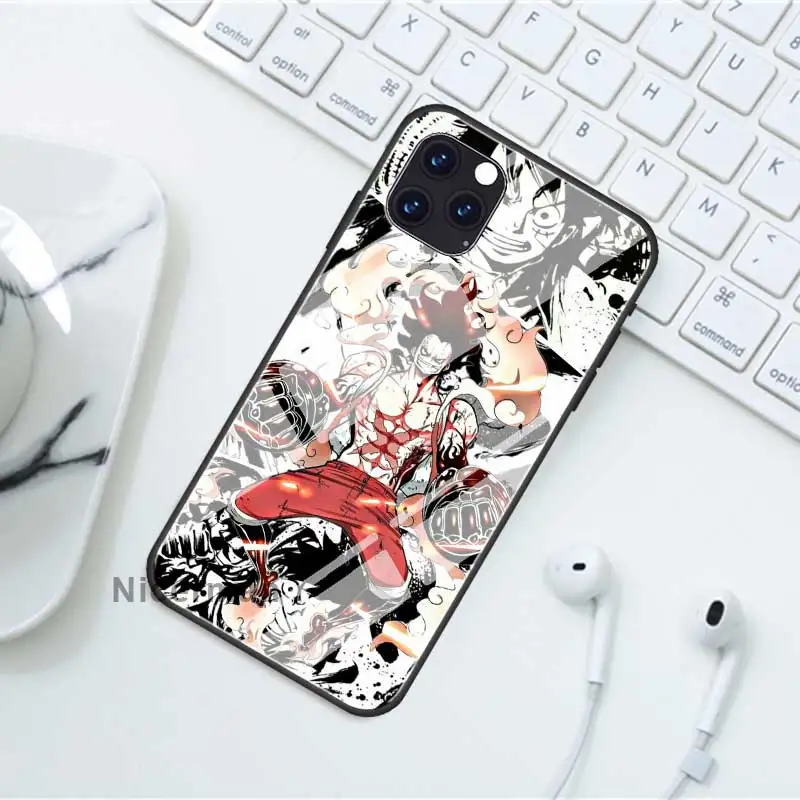 Luffy One Piece Tempered Glass Cover Cases For iPhone 13 12 Mini 11 Pro X XS XR Max 7 8 Plus 6 6S SE SE