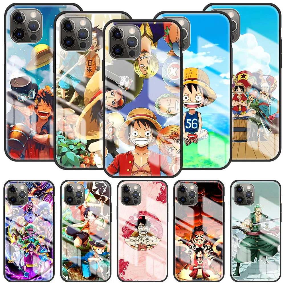 One piece Luffy Tempered Glass Cover For Apple iPhone 12 Mini 11 Pro 7 XR X XS Max 6 6S 8 Plus